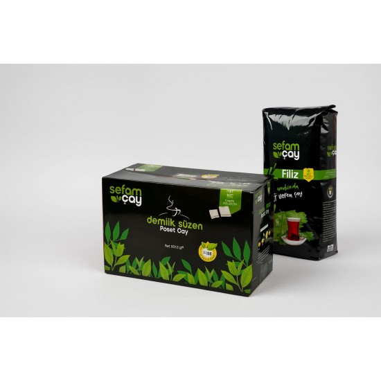 sefam demlik süzen poşet çay 30.gr poşetli + sefam filiz paket çay 5 kg 